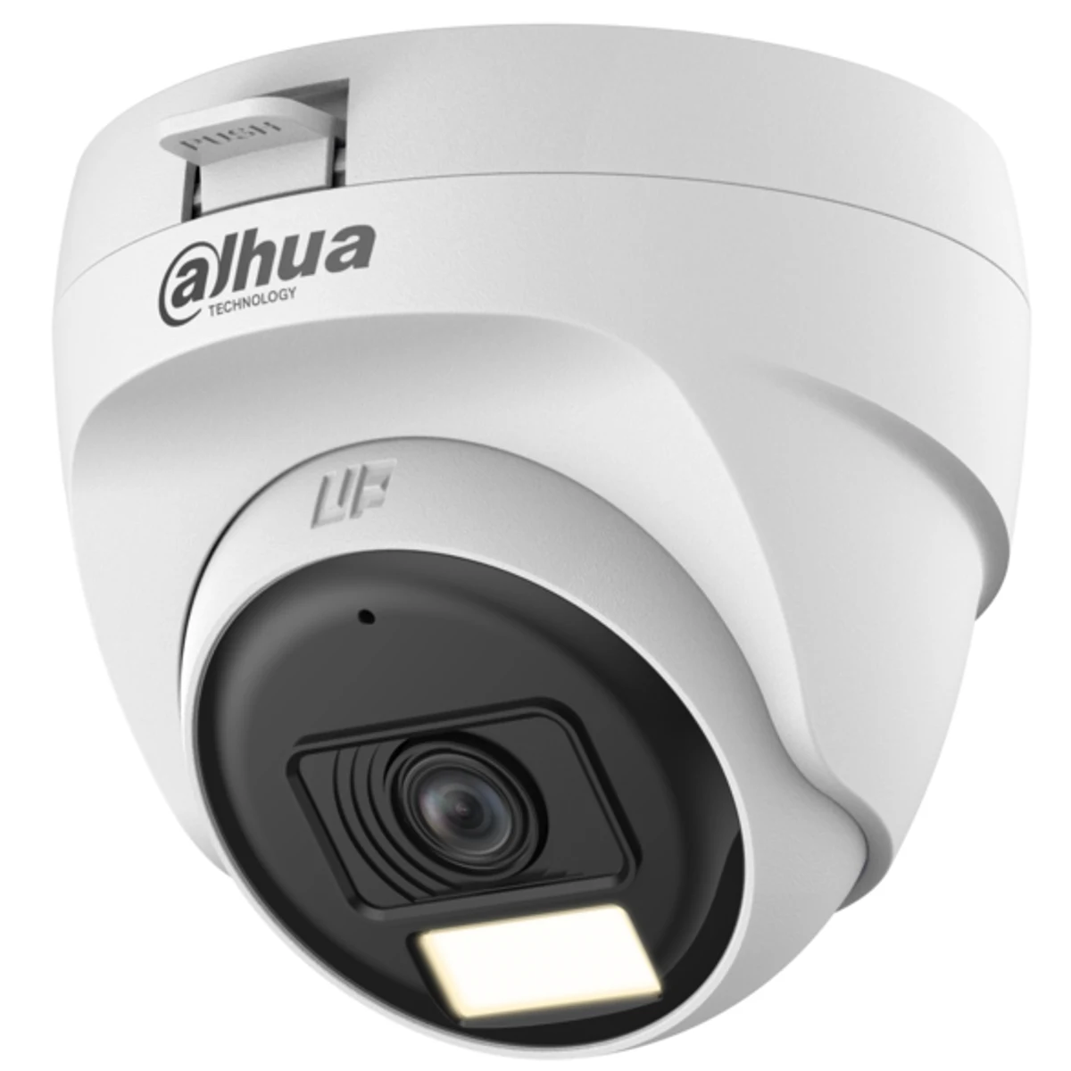 Domo de 5Mp HDCVI con luz dual, IR 25 m, CMOS 5Mp, lente fijo de 2,8 mm, micrófono incorporado y carcasa de plástico
