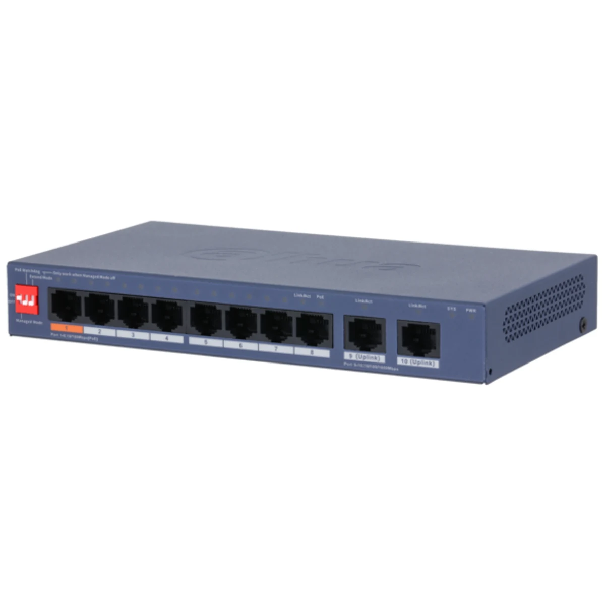 Switch de escritorio administrablede a través de la nube de 10 puertos, con 8 puertos PoE.