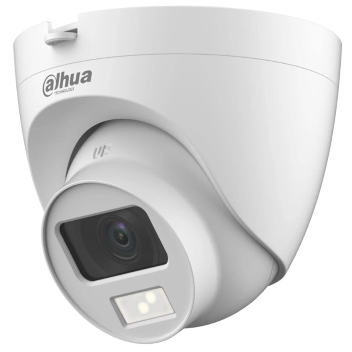 Domo Eyeball de 2Mp HDCVI con IR 20 m, 2 iluminadores duales, CMOS 2 Mp, lente fijo de 2,8 mm, micrófono incorporado, IP67 y carcasa de plástico