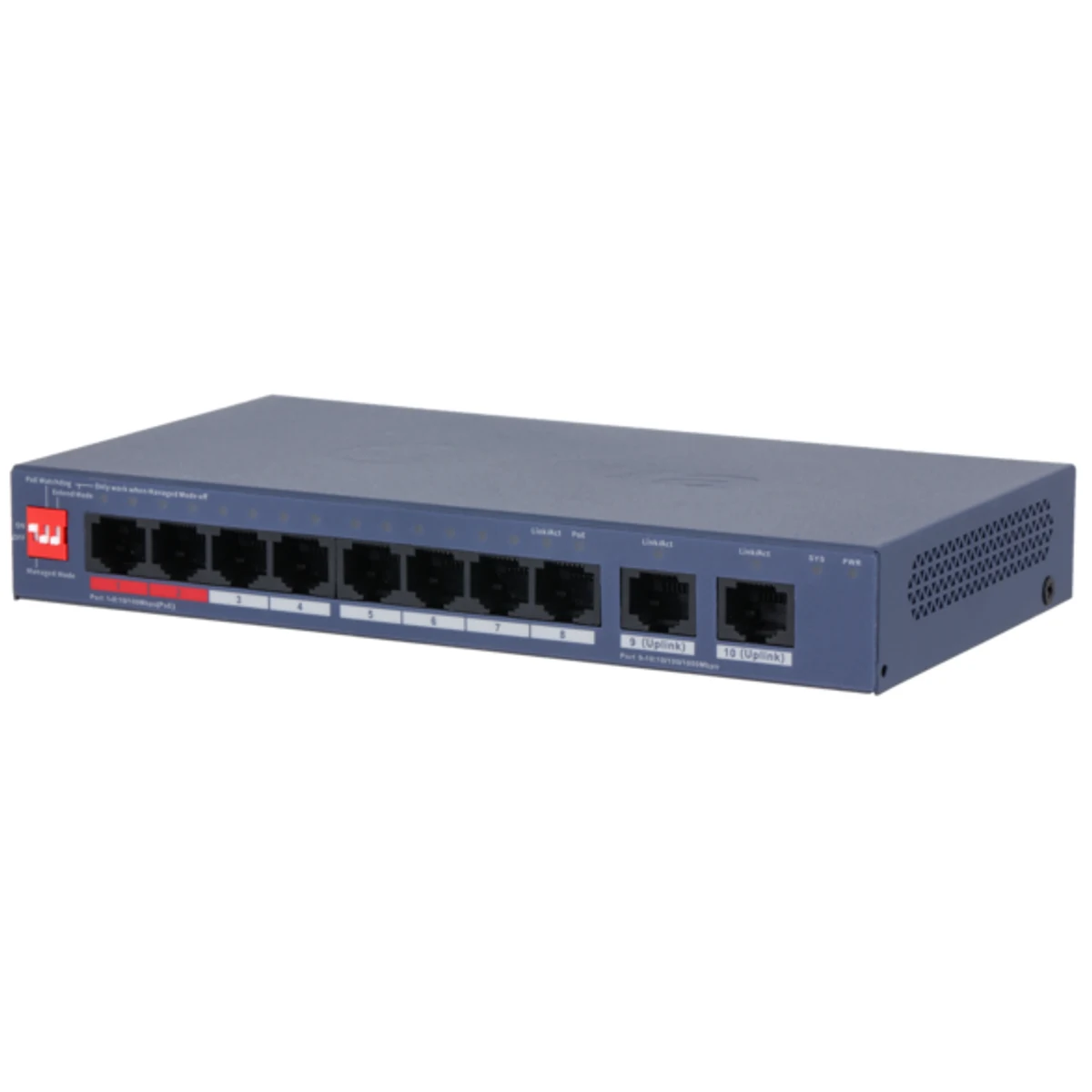 Switch de escritorio administrablede a través de la nube de 10 puertos, con 8 puertos PoE.