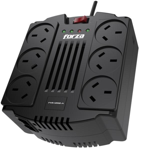 Protector eléctrico Forza FVR-1202A — est. 1200VA/600 W 6 IRAM RJ45-220V