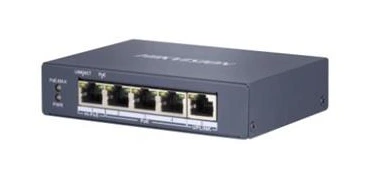 Switch Gigabit Hikvision DS-3E0505HP-E con cuatro puertos PoE y presupuesto de 60 W