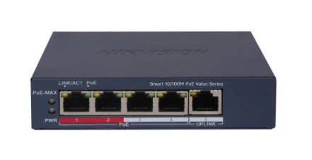 Switch Hikvision DS-3E1105P-EI/M (V2) de 4 puertos PoE y uplink