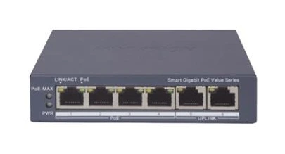 Switch Hikvision DS-3E1506P-EI/M de 4 puertos Gigabit PoE y 2 uplinks