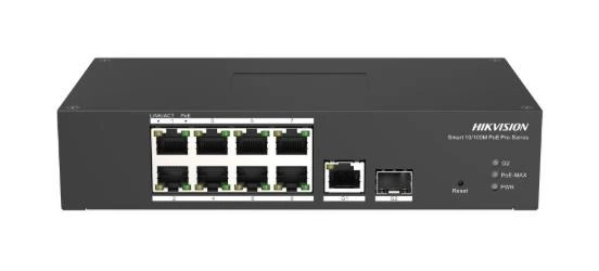 Switch Hikvision DS-3T1310P-SI/HS de 8 puertos PoE y 2 uplinks Gigabit