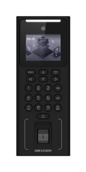 Hikvision DS-K1T321MFWX — terminal facial con huella, MIFARE y Wi-Fi