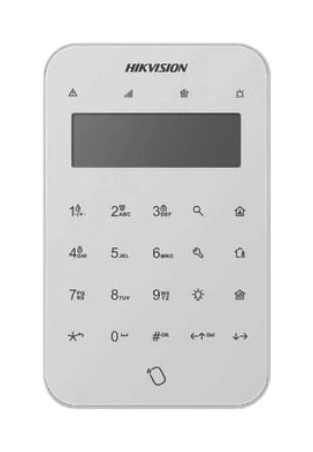 Teclado Hikvision DS-PK1-LT-WB inalámbrico AX PRO con pantalla LCD