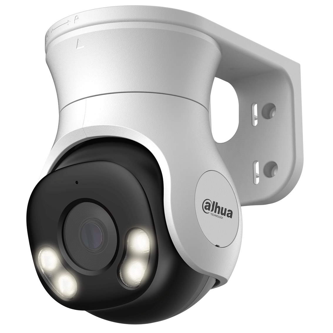 Domo PT HDCVI de 5 Mp con iluminación dual de 40m, CMOS de 5Mp, lente fijo de 2,8 mm, IP66, micrófono incorporado y carcasa de plástico